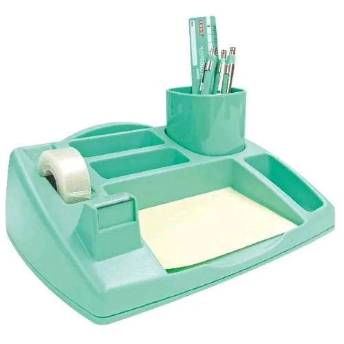 ARDA Desk Organizer da Scrivania in Plastica 238 x 198 x 80 mm Portapenne Estribile con Nastro Adesivo Verde Pastello