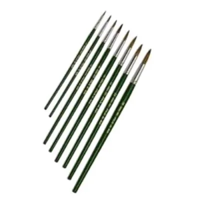 Lebez Pennelli in Vero Pelo di Bue Punta Tonda Dimensione 12 Manico in Legno Col. Verde Conf 12 Pz.