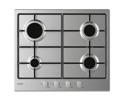 Candy CHW6BRX Piano Cottura a Gas 4 Fuochi 60 cm Piano in Acciaio Inox