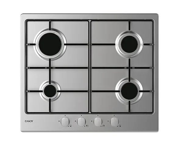 Candy CHW6BRX Piano Cottura a Gas 4 Fuochi 60 cm Piano in Acciaio Inox