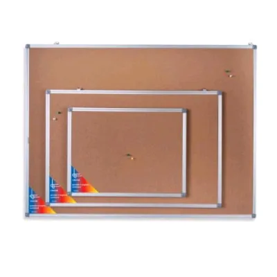 Iternet Pannello in Sughero con Cornice in Alluminio 450X600 mm con Kit di Montaggio e Spilli Cartografici Ocra