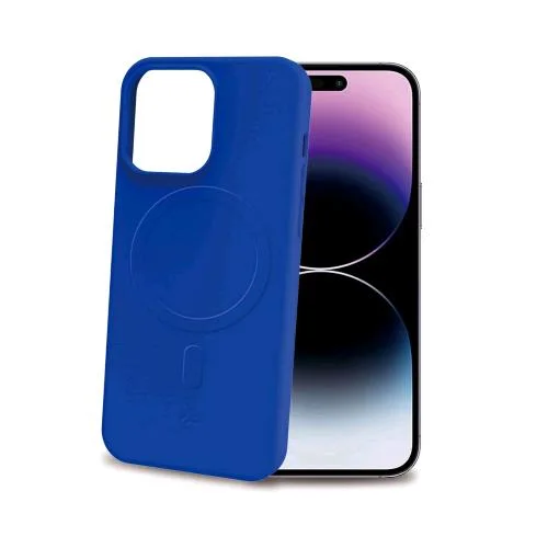 Celly Apple iPHONE 15 Pro Max Cover in Morbido Tpu Magsafe Compatibile con Ricarica Wireless Magnetica Blu