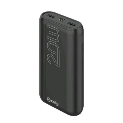 Celly PD20W Evo Power Bank 20.000 mAh 2XUSB-A 1XUSB-C 1XMICRO USB Black