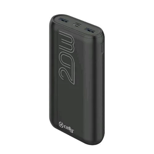 Celly PD20W Evo Power Bank 20.000 mAh 2XUSB-A 1XUSB-C 1XMICRO USB Black
