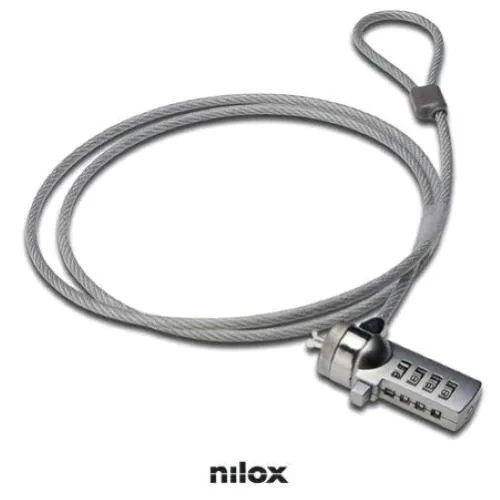 Nilox Cavo di Sicurezza in Acciaio per Notebook Slot Kensington con Lucchetto a Combinazione 1.5 m