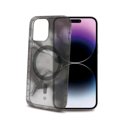 Celly Apple iPHONE 15 Pro Max Cover in Tpu + Policarbonato Compatibile con Magsafe Nero Trasparente