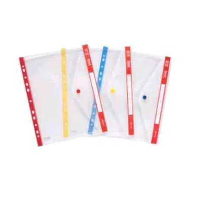Plastidea Busta con Bottone in PP Foratura Universale 300X245 mm Giallo Conf 5 Pz.