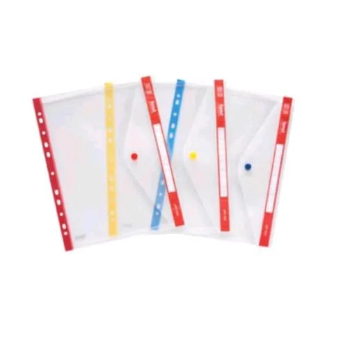 Plastidea Busta con Bottone in PP Foratura Universale 300X245 mm Giallo Conf 5 Pz.