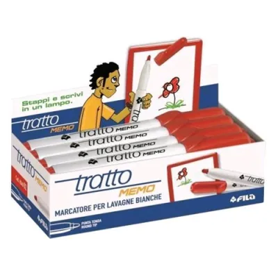 Tratto Memo Marcatore per Lavagna Rosso Punta Tonda 1/2.50 mm Conf 12 Pz.
