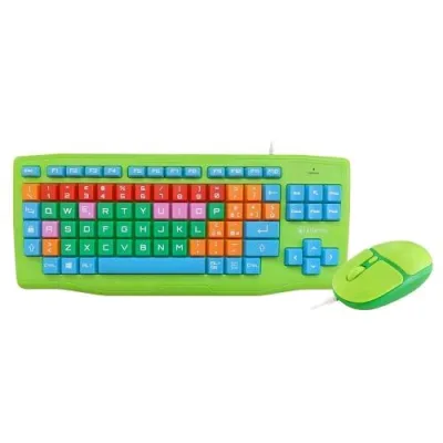 Atlantis Kids Tastiera + Mouse USB Adatto a Bambini e Persone Ipovedenti Dai Colori Sgargianti