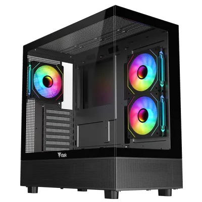 ITEK Showbui 42B Case Gaming Tower ATX 3 x 12cm ARGB Fan 2 x USB-C 3.0 Pannello Frontale e Laterale in Vetro Temperato Senza Cuciture Nero