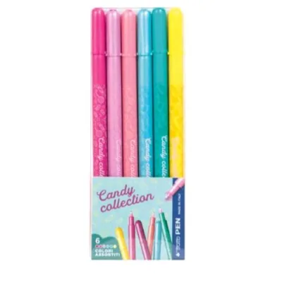 Tratto Pen Candy Collection Penna Punta in Fibra Tratto 0.5 mm Colori Assortiti Conf 6 Pz.