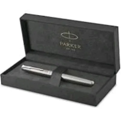 Parker Sonnet Penna Roller in Acciaio Inossidabile con Finiture in Palladio Pennino Sottile Inchiostro Nero Confezione Regalo
