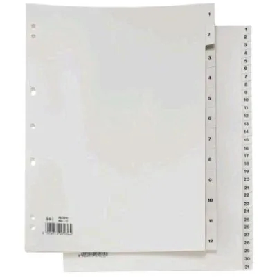 Sei Rota Record Intercalare Numerico 1-12 in Plastica 210X297 mm Foratura Universale Grigio Conf 12 Pz.