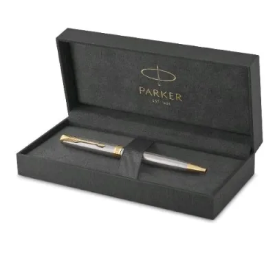 Parker Sonnet Stainless Steel GT Penna Sfera Punta Tonda 1mm Inchiostro Nero Confezione Regalo