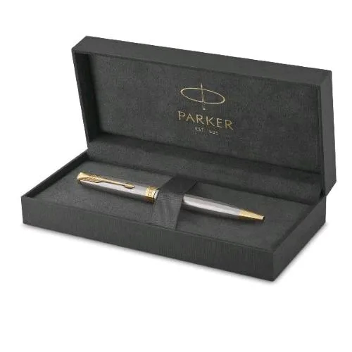 Parker Sonnet Stainless Steel GT Penna Sfera Punta Tonda 1mm Inchiostro Nero Confezione Regalo