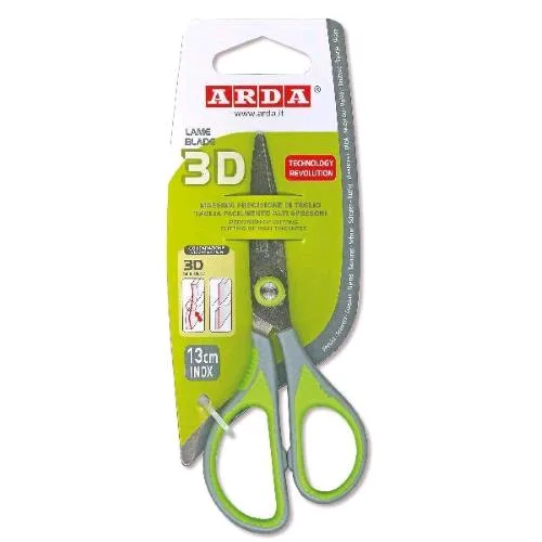 ARDA Forbice 3D Lama in Acciaio Inox 13 cm Colori Assortiti
