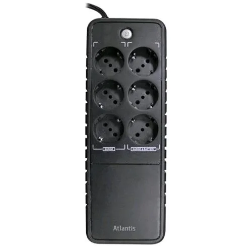 Atlantis Land A03-PS1000 UPS 500W/1.000VA 6XSHUCKO Durata a Meta' Carico in Blackout 4MIN Colore Nero