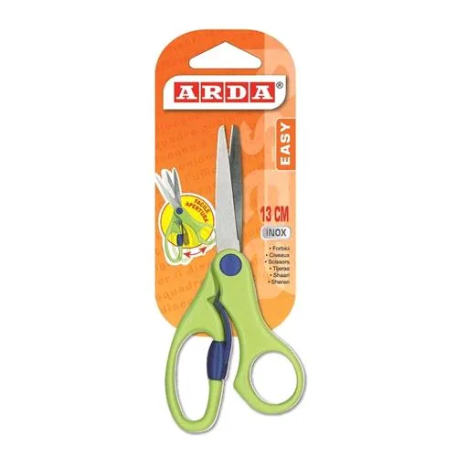 ARDA Forbice Easy 13 cm Inox con Leva a Molla per Uso Scolastico Colori Assortiti