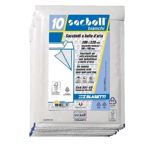 Blasetti Sacboll Buste a Sacco Imbotite 20X22 cm Bianco Conf 10 Pz.