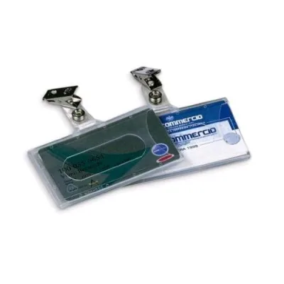 Lebez Portabadge Semirigido in PVC 50X90 mm con Clip in Metallo Trasparente Conf 50 Pz.