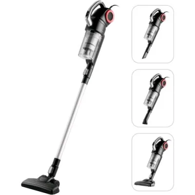 Midea MCS2045BR Aspirapolvere 2 in 1 Scopa Elettrica/Aspirapolvere con Filo 450 W Potenza di Aspirazione 15KPA Tecnologia Ciclonica Senza Sacco Cavo 5 m Nero e Rosso