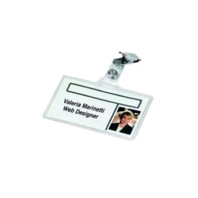 Lebez Portabadge Semirigido in PVC 93X60 mm con Clip in Metallo Trasparente Conf 50 Pz.