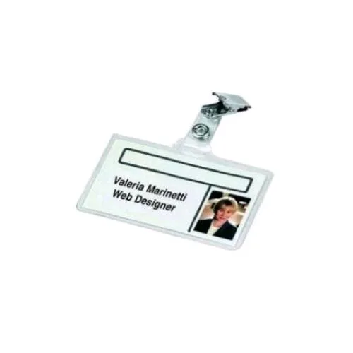 Lebez Portabadge Semirigido in PVC 93X60 mm con Clip in Metallo Trasparente Conf 50 Pz.
