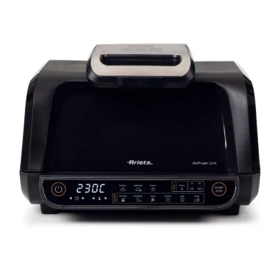 Ariete 4635 Air Fryer Grill Friggitrice Ad Aria e Griglia Bistecchiera 1.700 W Capacita' 8 l Friggi e Griglia 8 Funzioni di Cottura Timer Comandi Touch Nero