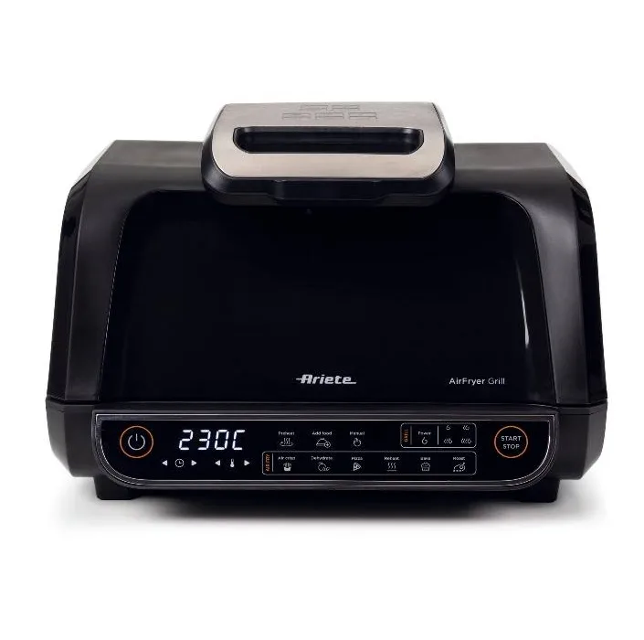 Ariete 4635 Air Fryer Grill Friggitrice Ad Aria e Griglia Bistecchiera 1.700 W Capacita' 8 l Friggi e Griglia 8 Funzioni di Cottura Timer Comandi Touch Nero