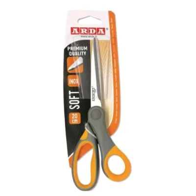 ARDA Forbice Soft Lama in Acciaio a Punta 20 cm Manico in Materiale Plastico Soft Grip 20 Colori Assortiti