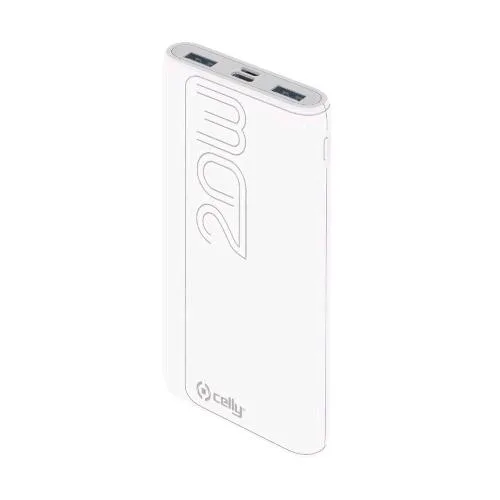 Celly Power Bank PD20W 10.000 mAh Pro Power 2XUSB-A 1XUSB-C 1XMICROUSB White