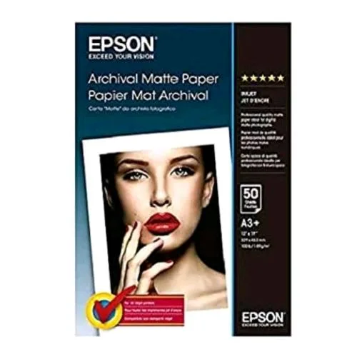 Epson C13S041340 Confezione 50 Fogli Carta Matte da Archivio Fotografico Formato A3+ 189g/MQ Colore Bianco