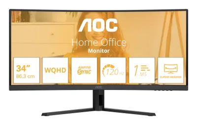 MON 34 VA 3440X1440 HDMI DP 21:9 AOC CU34B3E CURVO 120HZ 300CD