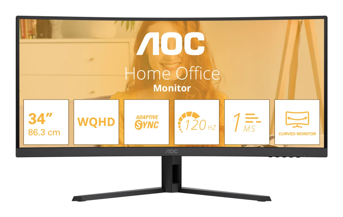 MON 34 VA 3440X1440 HDMI DP 21:9 AOC CU34B3E CURVO 120HZ 300CD