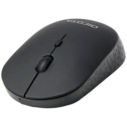 Dicota Silent V2 Mouse Ottico Wireless RF 2.4GHz Click Silenzioso Ambidestro 3 Tasti 800-1600 DPI Nero