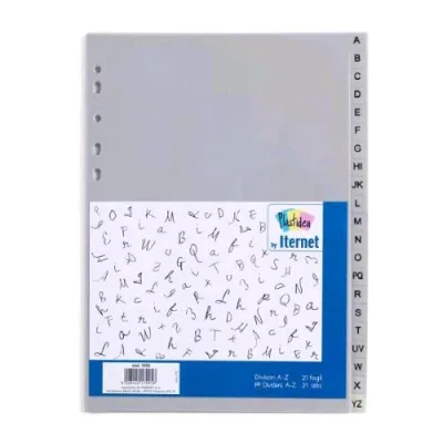 Plastidea Intercalare Divisori Alfabetici a-Z in PP 225X297 mm Grigio Conf 21 Pz.