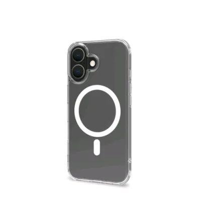 Celly Apple iPHONE 16 Cover in Morbido Tpu Trasparente Compatibile Magsave Modulo Magnetico Circolare Bianco
