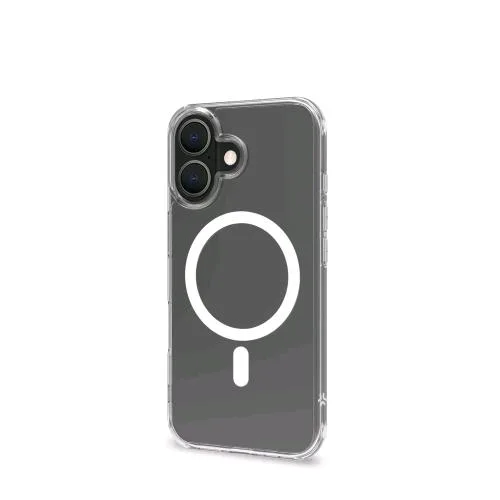 Celly Apple iPHONE 16 Cover in Morbido Tpu Trasparente Compatibile Magsave Modulo Magnetico Circolare Bianco