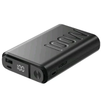 Celly Powerbank 20.000mAh PD 100 W con Display LED Integrato 1 Porta di Ingresso USB-C, 2 Porte di Uscita USB-C e 1 Porta di Uscita USB-A