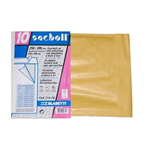 Blasetti Sacboll Buste di Carta a Sacco Imbottite Autoadesive INT.220X330 mm Col. Avana Conf 10 Pz.