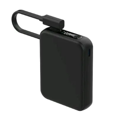 Celly Powerbank 5.000mAh 20 W con Cavo USB-C Integrato e Display Nero