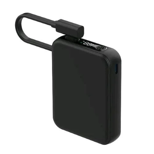 Celly Powerbank 5.000mAh 20 W con Cavo USB-C Integrato e Display Nero