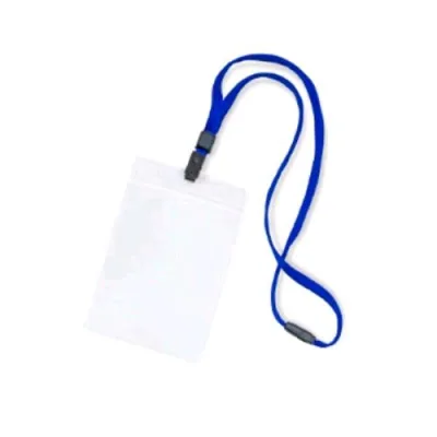 Plastidea Portabadge in PVC Trasparente 105X148 mm con Cordoncino Blu Conf 50 Pz.