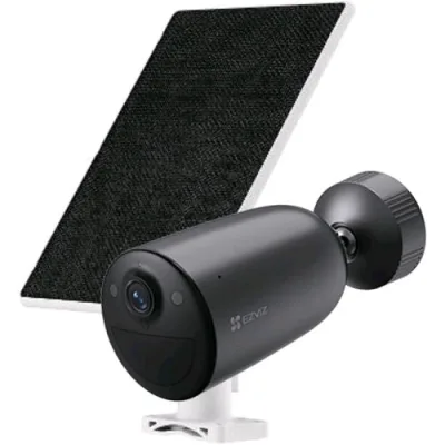 Ezviz EB3 4G + Solar Panel 5W Telecamera da Esterno a Batteria 2K 4G Batteria 5200mAh Visione Notturna Difesa Attiva con Sirena e Luce Stroboscopica Compatibile Google Alexa