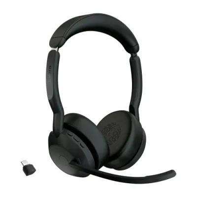 Jabra Evolve 2 55 Cuffie con Microfono Bluetooth Cancellazione Attiva del Rumore USB-C Base di Ricarica Nero