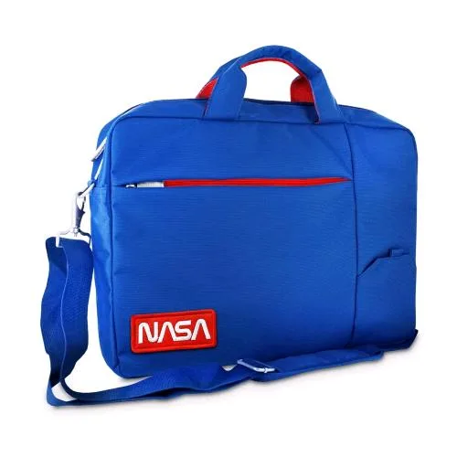 Atlantis Land NS-KLM180705-A Borsa Notebook 15.6" Modello Nasa Vano Interno Porta Documenti Tasca Zip Frontale Portaoggetti Tasca Porta Smartphone Blu