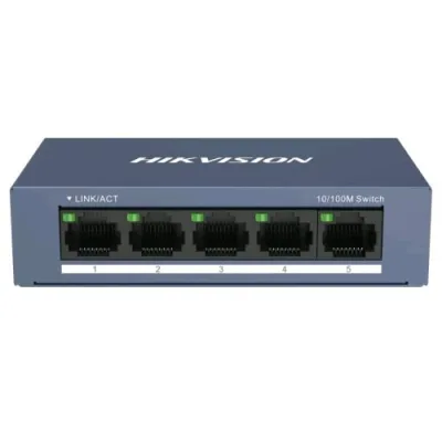 Hikvision DS-3E0105-O Switch Non Gestito L2 - 5 Porte Fast Ethernet 10/100 Desktop in Metallo Blu