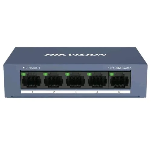 Hikvision DS-3E0105-O Switch Non Gestito L2 - 5 Porte Fast Ethernet 10/100 Desktop in Metallo Blu