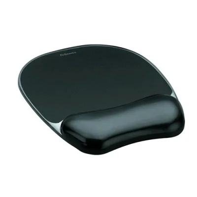 Fellowes Leonardi Gelcrystals Tappetino Mouse con Poggiapolso in Gel 20.2X23 cm Colore Nero